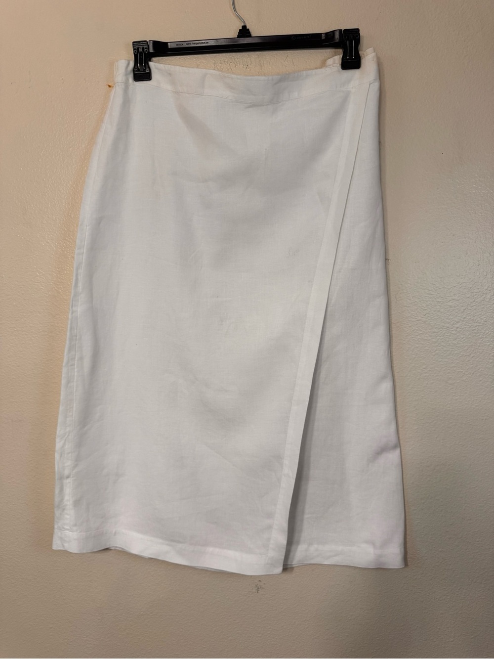 Eileen Fisher White Organic Linen Wrap Midi Skirt Size L Coastal Minimalist - Picture 2 of 6